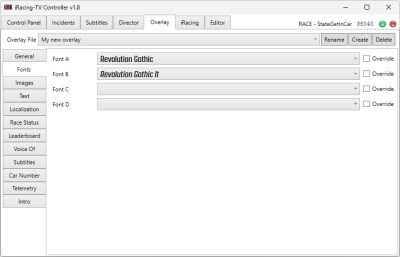 Overlay fonts settings